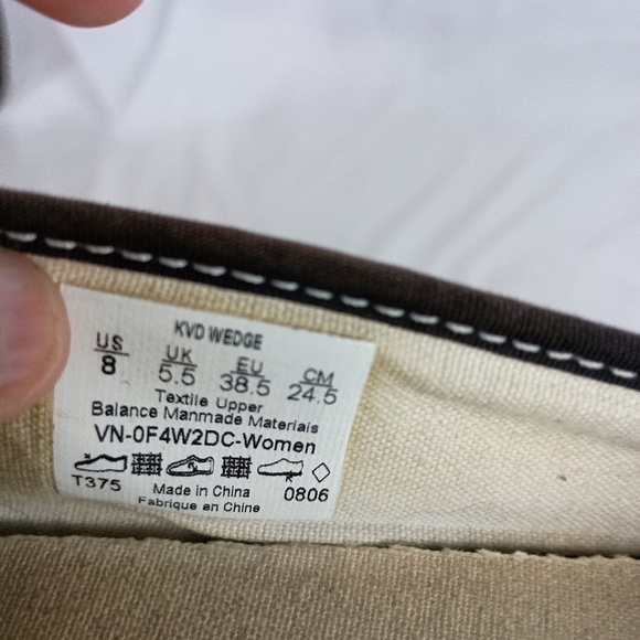 Vans Black and White‎ Peace Sign Wedge Slip-On Shoes (#95) - Picture 6 of 7